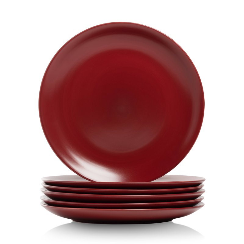 Coupe Stoneware Dinner Plate Set - 10.5 inch, Red - Set of 6