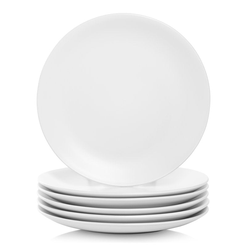 Matte White Coupe Stoneware Dinner Plates - Set of 6