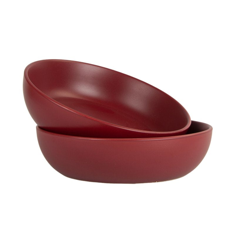 9" Matte Red Serving Bowl Set - 2 Pieces
