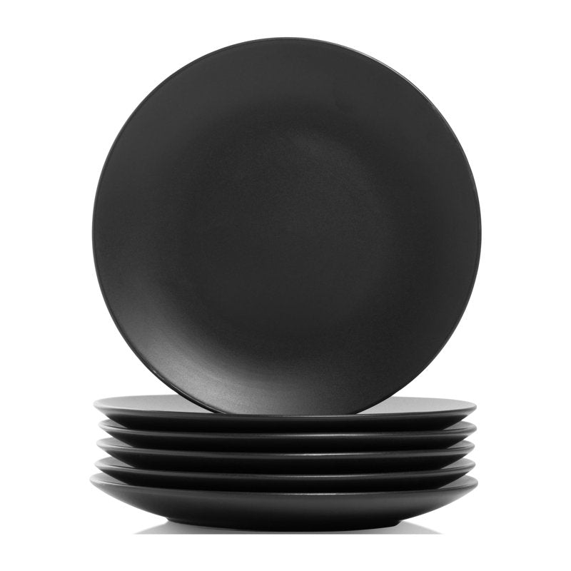 Wazee Matte Salad Plate Set of 6 - Black
