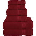 Luxury Turkish Cotton Bath Towel Set - Burgundy, 6 Pieces