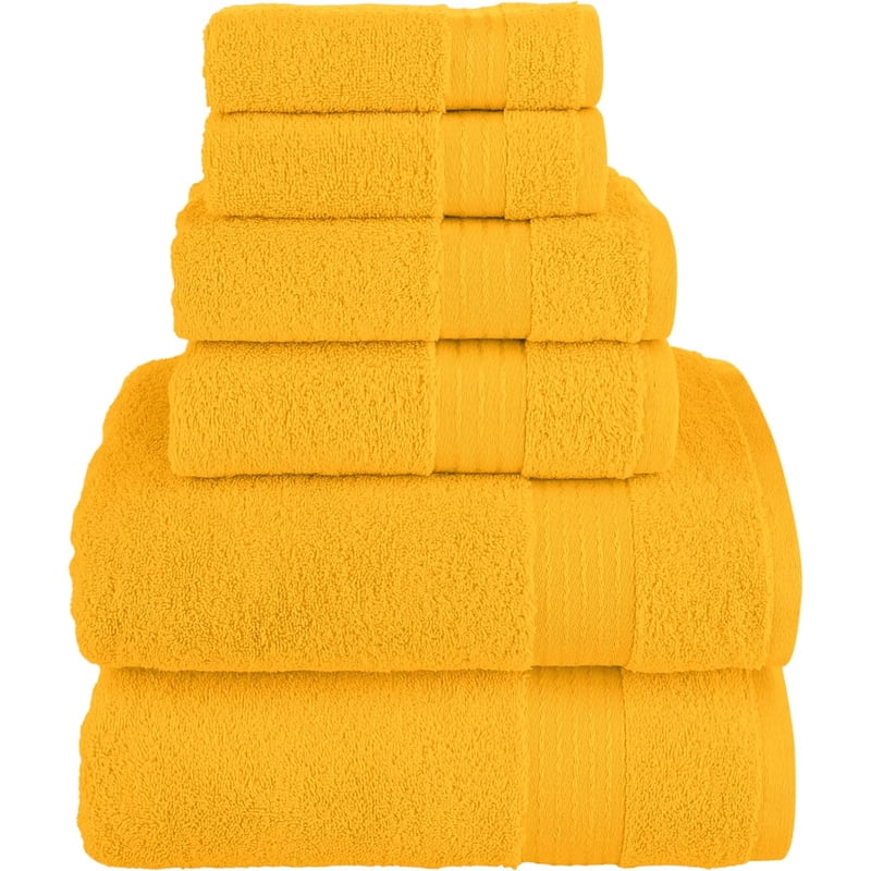 Squash 6-Piece Turkish Cotton Bath Towel Set - Soft & Absorbent Luxury Towels
