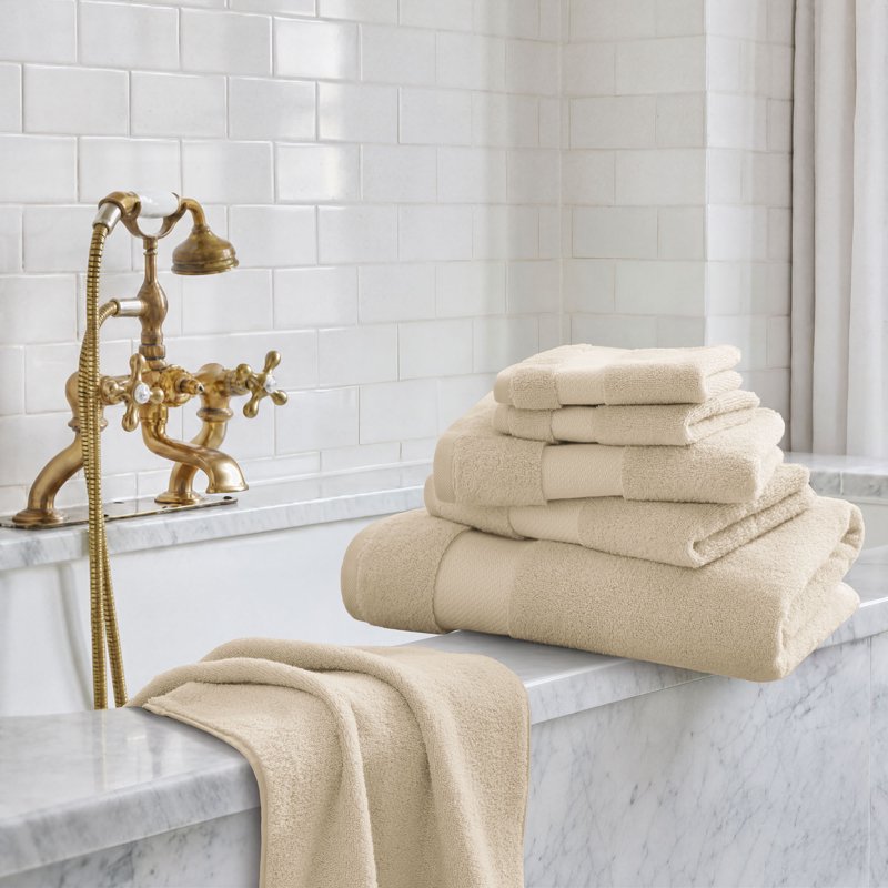 AsterOutdoor 6-Piece Turkish Cotton Bath Towel Set - Sand, 600 GSM Luxury & Absorbent