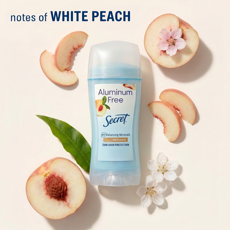 Aluminum-Free Deodorant for Women, White Peach Scent, 2.4 oz