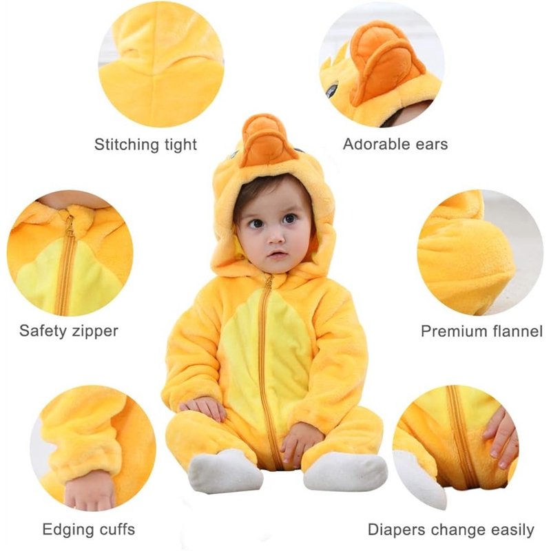 Baby Animal Costume Romper - Yellow Duck 24-30 Months Winter Flannel Hoodie