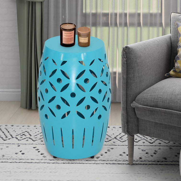 Geometric Cut Iron Side Table - Multiple Color Options