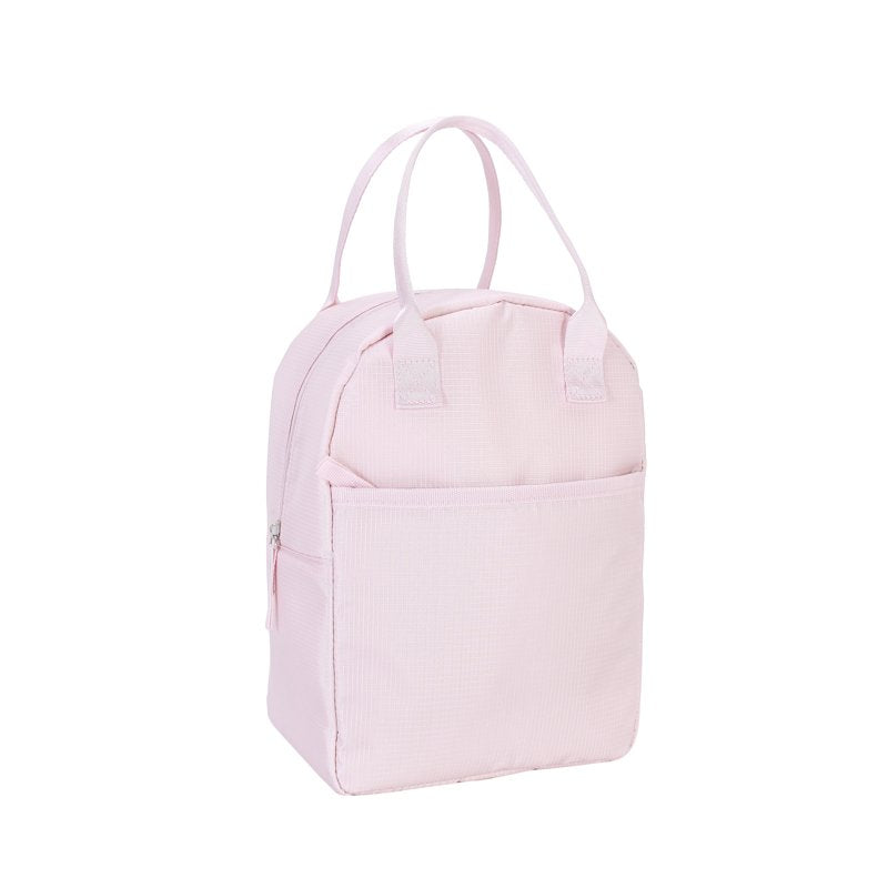 Reusable Polyester Lunch Bag with Zippered Pocket - Pink Blush