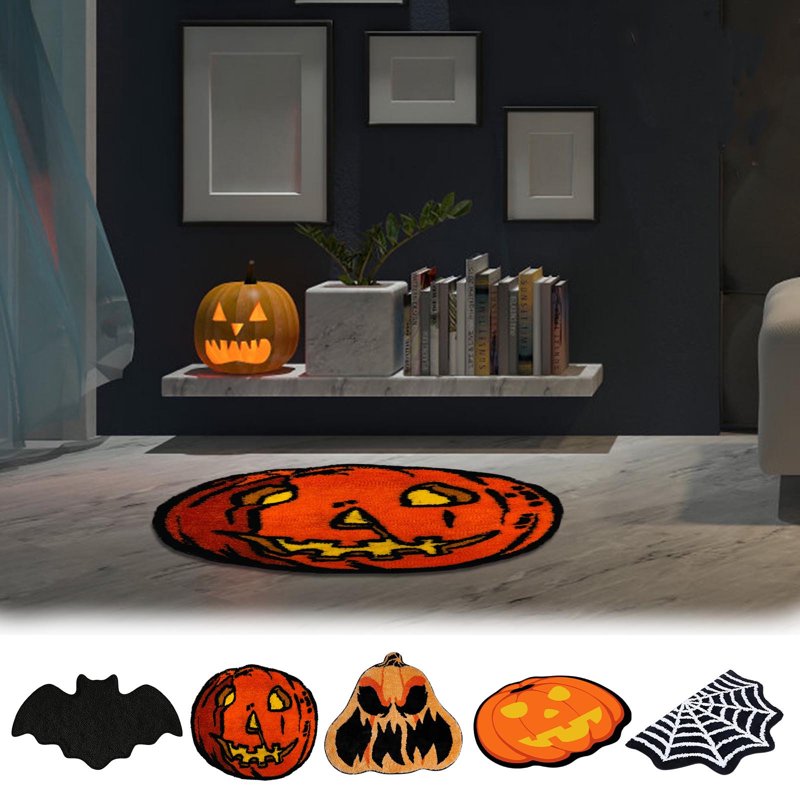 Halloween Floor Mat 40x60cm A - Plush Soft Absorbent Non-slip Rug for Fall Home Decor