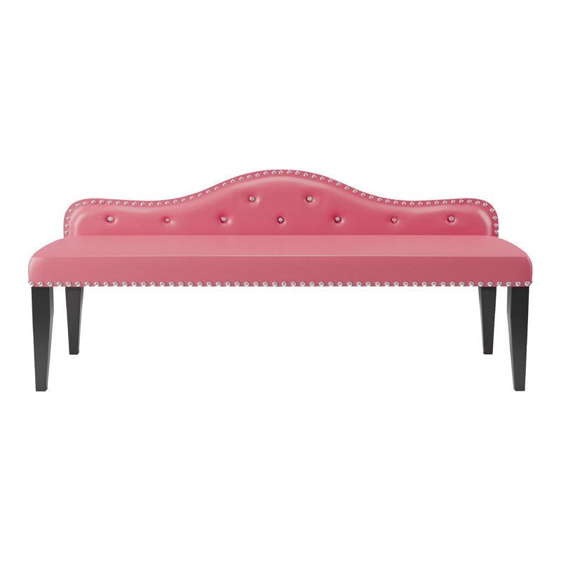 Contemporary Faux Leather Upholstered Bench - Pink