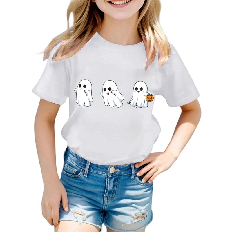 Kids Halloween T-Shirt for 1-13 Years - White, 2-3 Years - Fun Costume Top