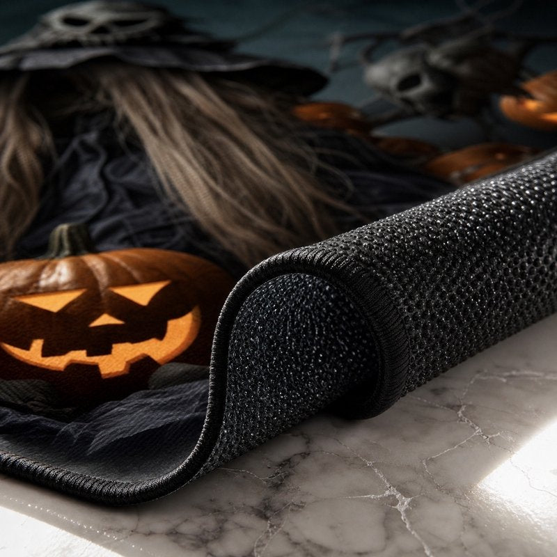 OutmaxHome Halloween Themed Doormat A - Spooky Ghost Pumpkin 19.7x31.5 Inch Non-Slip Absorbent Entry Rug