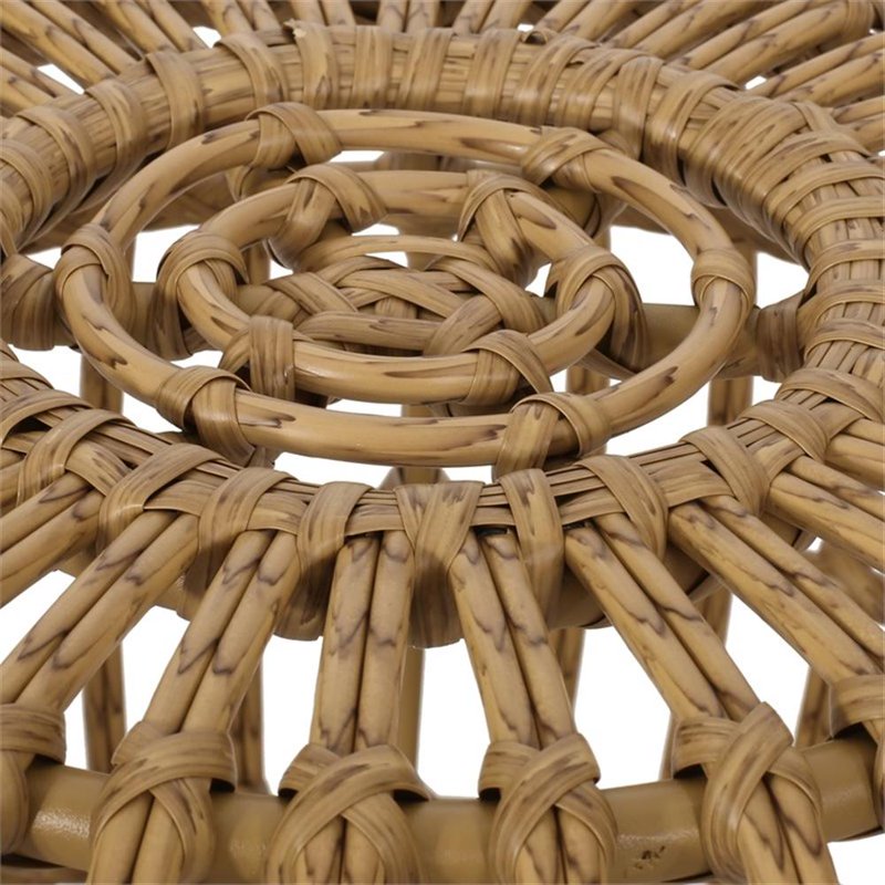 Outdoor Faux Rattan Side Table - Handcrafted Boho Design