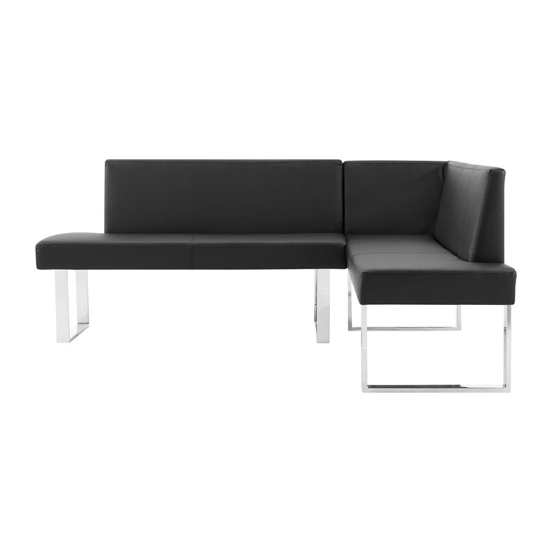 Amanda Corner Sofa - Faux Leather Upholstered - Black