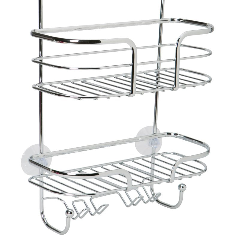 Bath Bliss Holland Steel Shower Caddy Chrome - Over Shower Head Organizer with Hooks