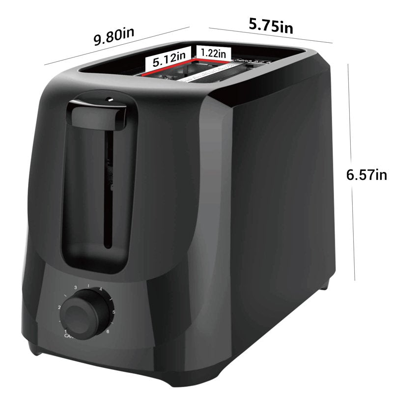2-Slice Toaster with 6 Shade Settings and Crumb Tray - Black