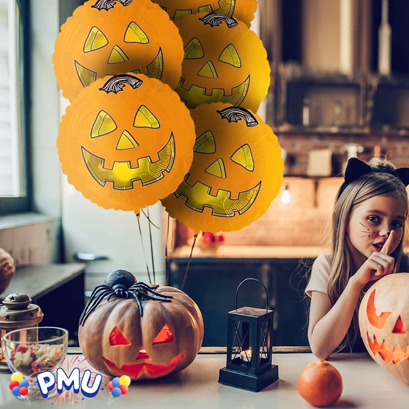 Halloween Pumpkin Mylar Balloon - 18 Inch Foil Balloon for Parties - Pumpkin Fun Variation
