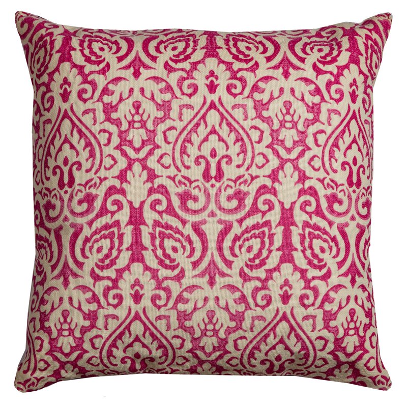 Damask Decorative Pillow - Polyester, Burgundy, Contemporary Style