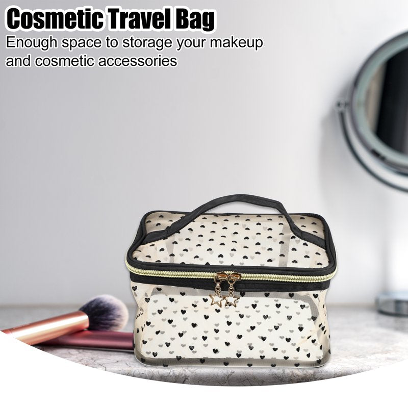 Portable Makeup Bag - Large Capacity Travel Cosmetic Organizer - Beige