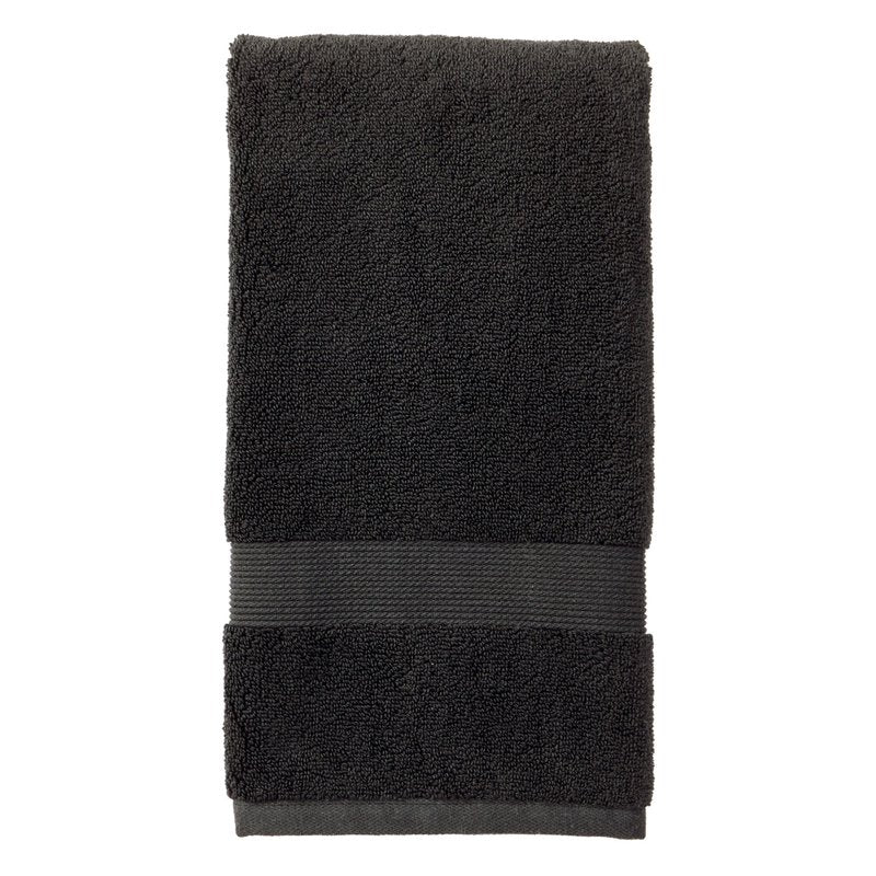 6-Piece Solid Cotton Towel Set - Rich Black, Soft & Absorbent