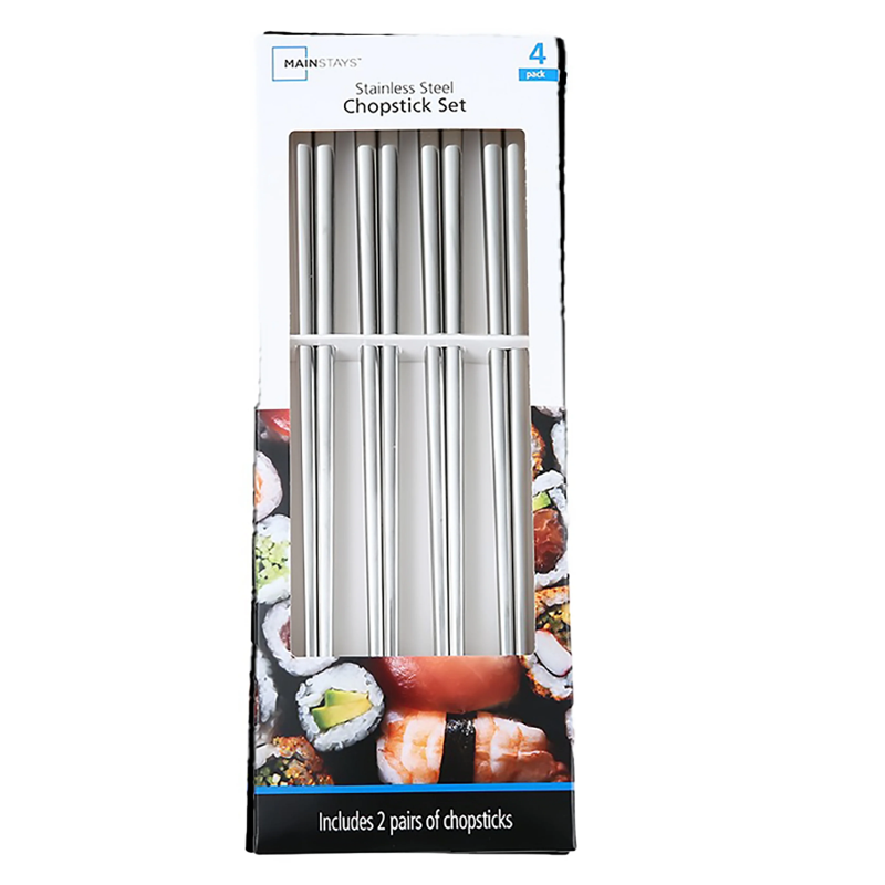 Stainless Steel Chopsticks Set - 4 Pairs, 2 Pack