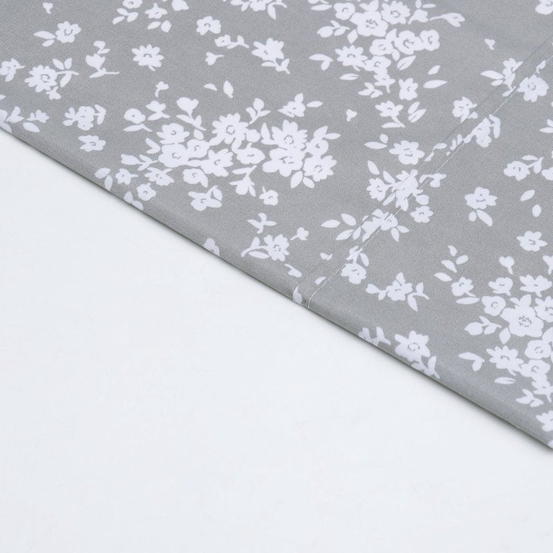 Mainstays Microfiber Pillowcase Set - Gray Floral, King, 2 Piece