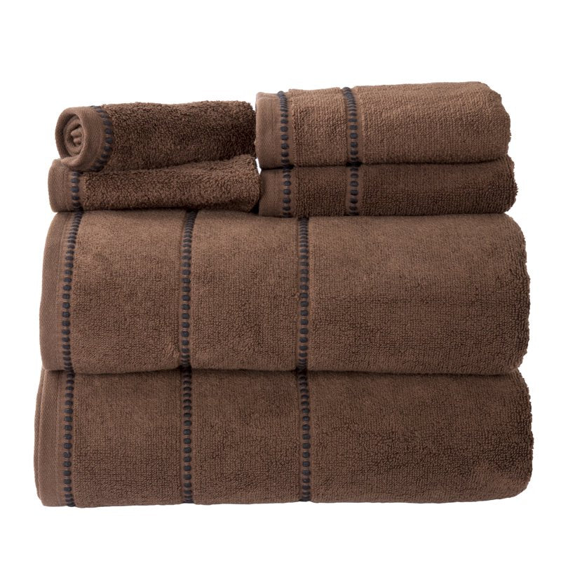 Somerset Home 6-Piece Cotton Bath Towel Set - Quick Dry Spa Towels, Chocolate