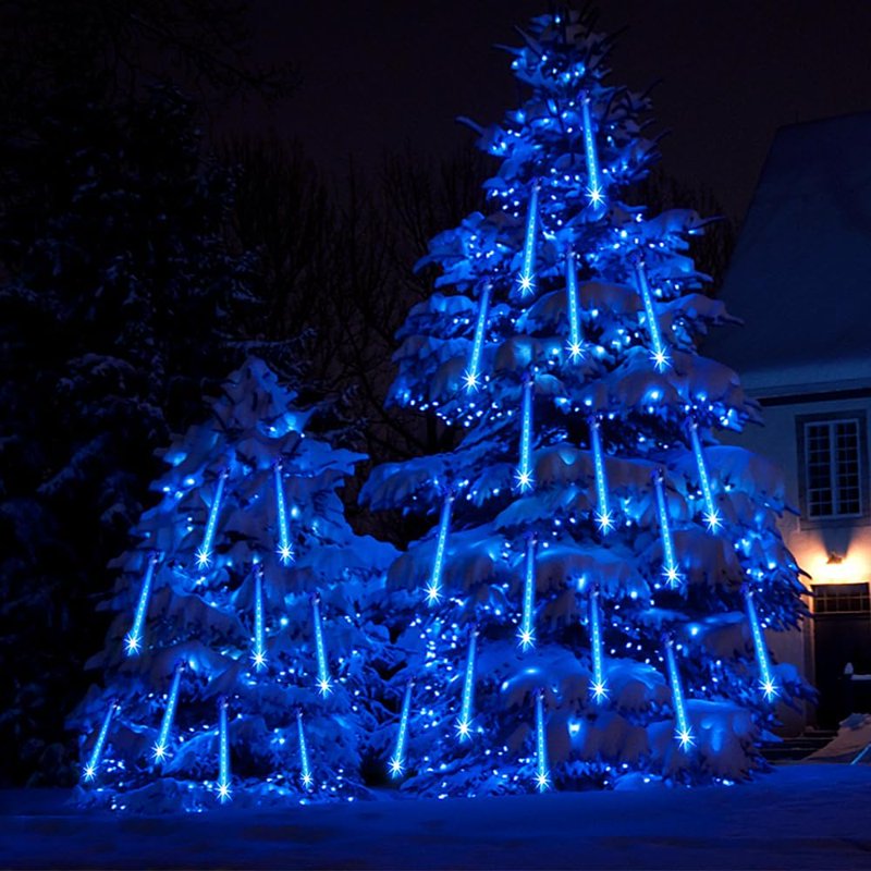 Blue Christmas Icicle String Lights - 20 Inch, 10 Tubes, 540 LEDs Outdoor Decor