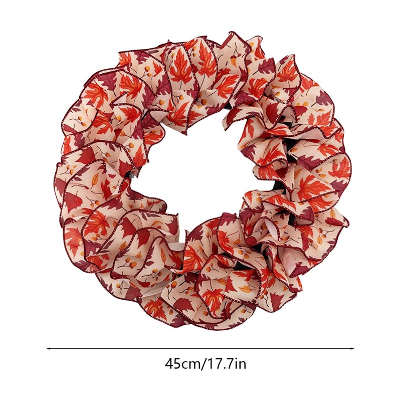 Nkmbld Fall Wreath for Front Door D-9 Large Halloween Thanksgiving Decor with Orange Maple Leaves