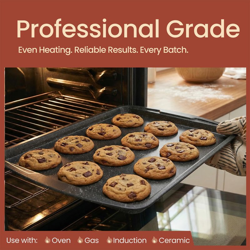 Nonstick Baking Pan Set - 6-Piece Gray Marble Bakeware