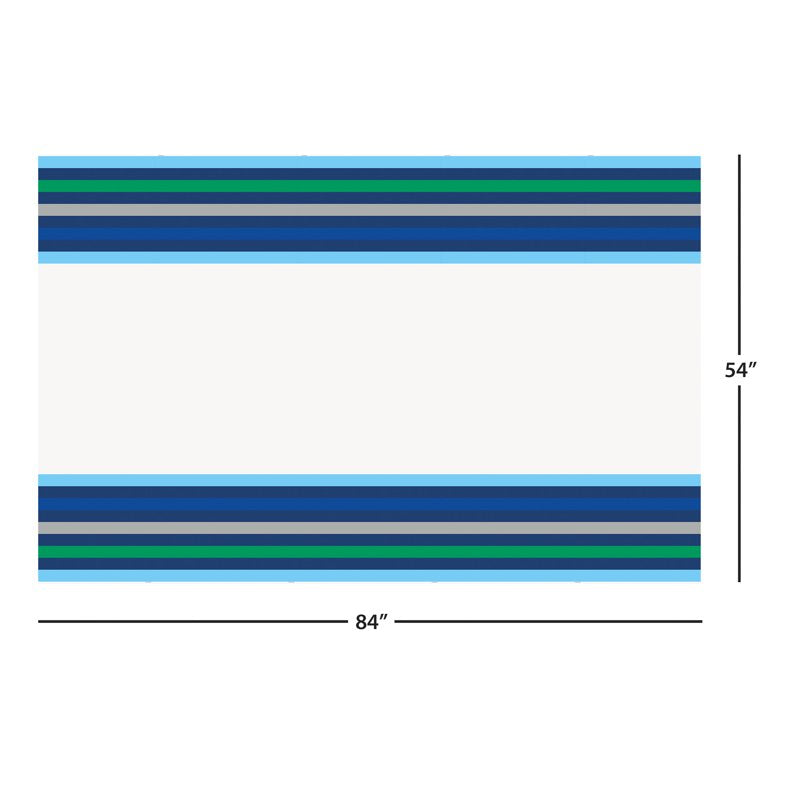 54 x 84 Inch Rectangular Green and Blue Stripe Table Cover - Single