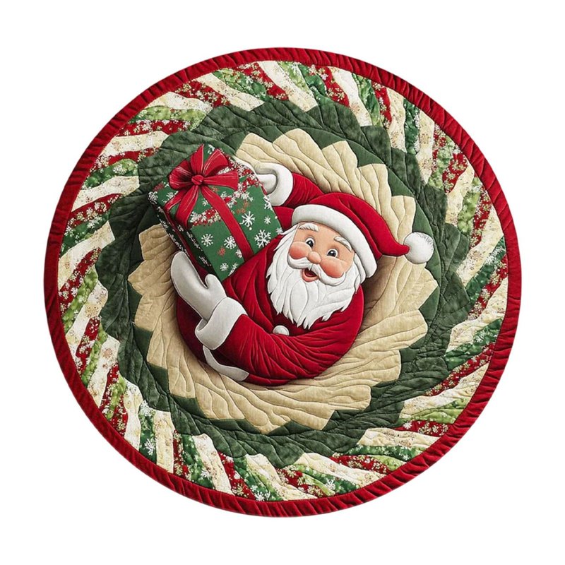 3D Santa Round Rug Christmas Washable Circle Rug Non-Slip Soft Carpet Holiday Decor - Variation #2