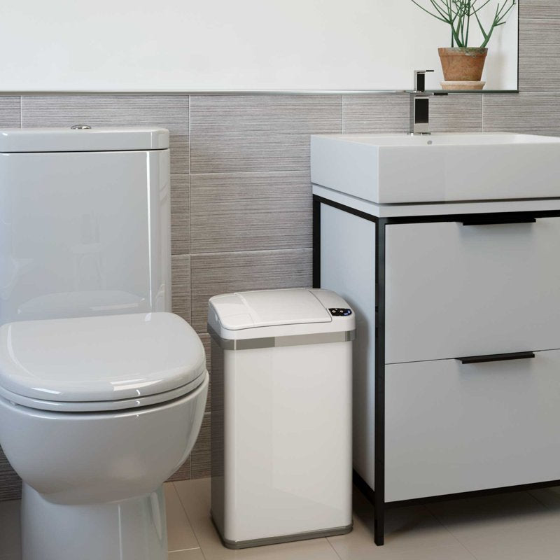 4-Gal Sensor Trash Can with Deodorizer - Pearl White