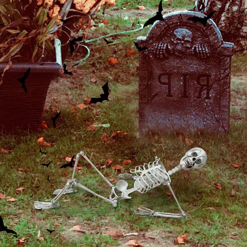 70 cm Life-Size Posable Halloween Skeleton Beige Indoor Outdoor Decor