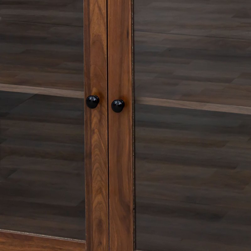 Large Kitchen Hutch Cabinet with 4 Doors & 4 Drawers - Walnut