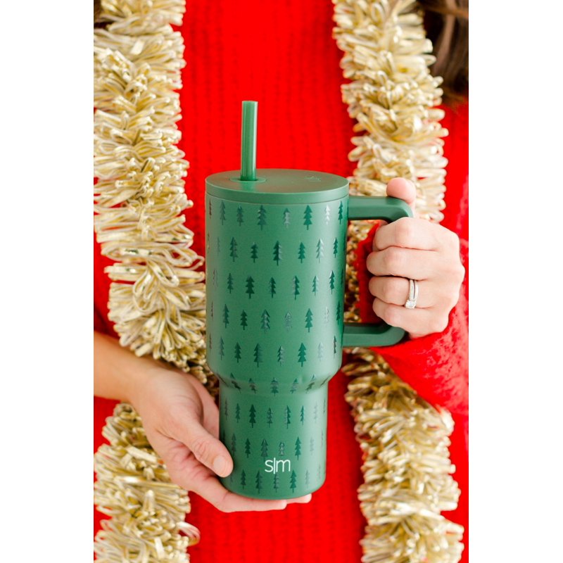 30 oz Insulated Stainless Steel Trek Tumbler with Straw Lid - Trees Deep Forest