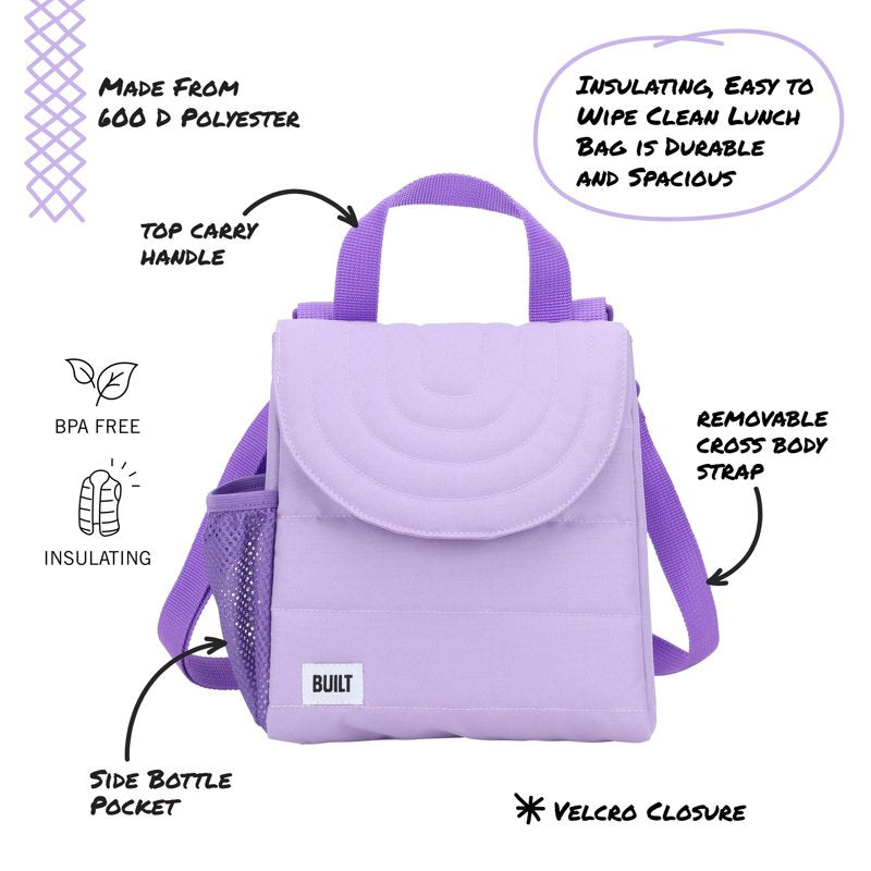 Insulated Kids Lunch Box Puffer Bag - Purple