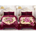 Heavy 10lbs Reversible King Size Plush Blanket - Warm Microfiber Bed Cover - Purple Flower AB Variation