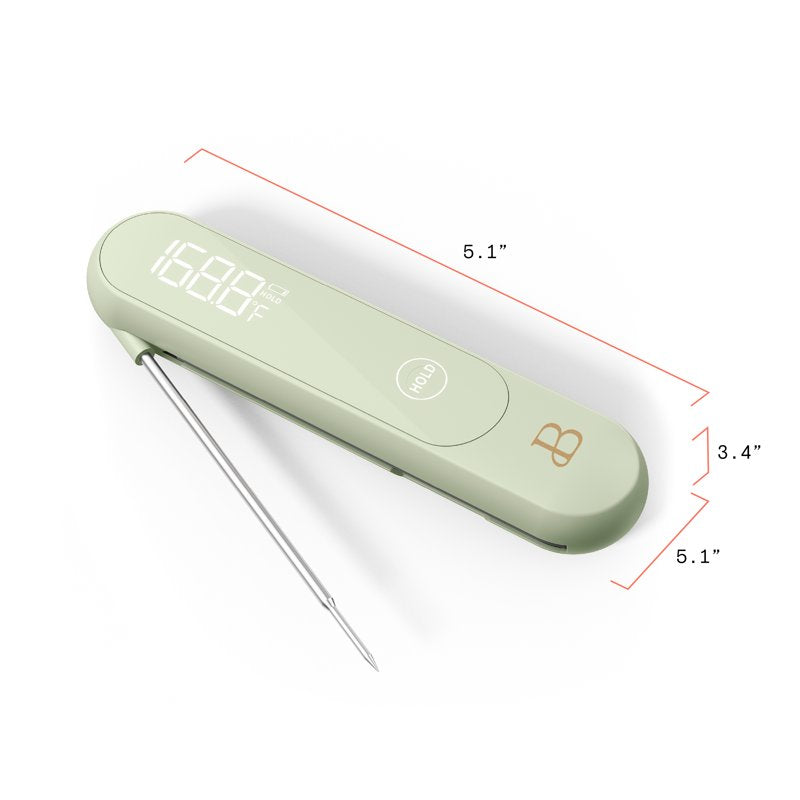 Instant-Read Meat Thermometer - Foldable Design, Sage Green