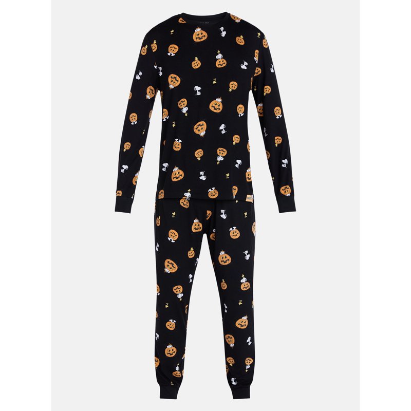 Men's Snoopy Halloween Pajama Set - Family Matching Long Sleeve Top & Pants, Size M