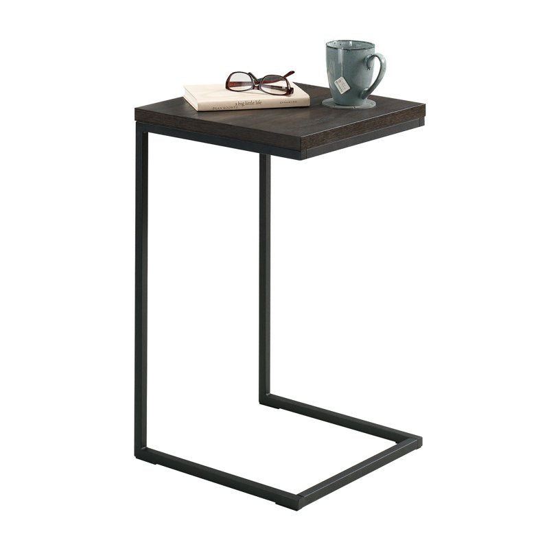 C-Shape Metal End Table - Space Saving Design, Espresso Finish