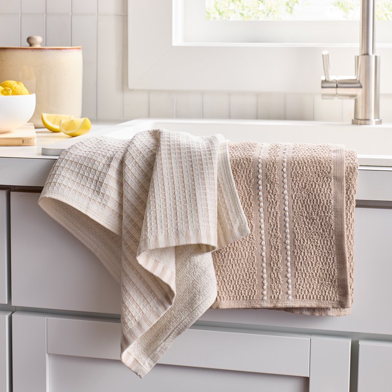 Latte Swirl Kitchen Towels 2-Pack - Soft & Absorbent Cotton