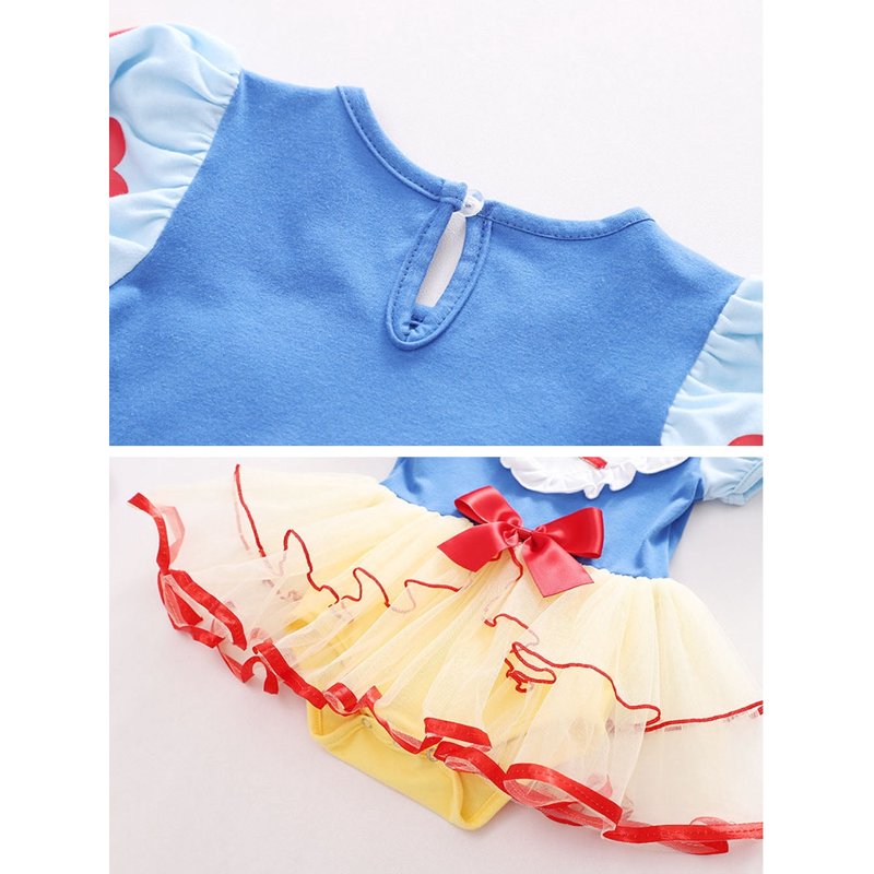 Infant Baby Girl Princess Dress Up Romper Tutu Dress Set with Headband - Snow White 12-18 Months