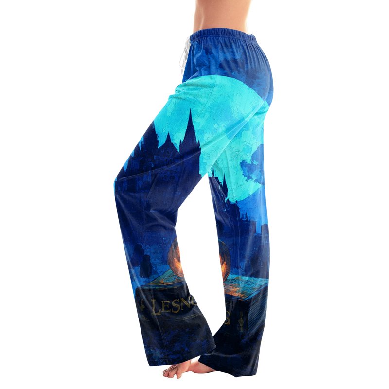 Blue Ultra-Soft Halloween Pajama Pants Women XL Lounge Bottoms Comfortable Drawstring