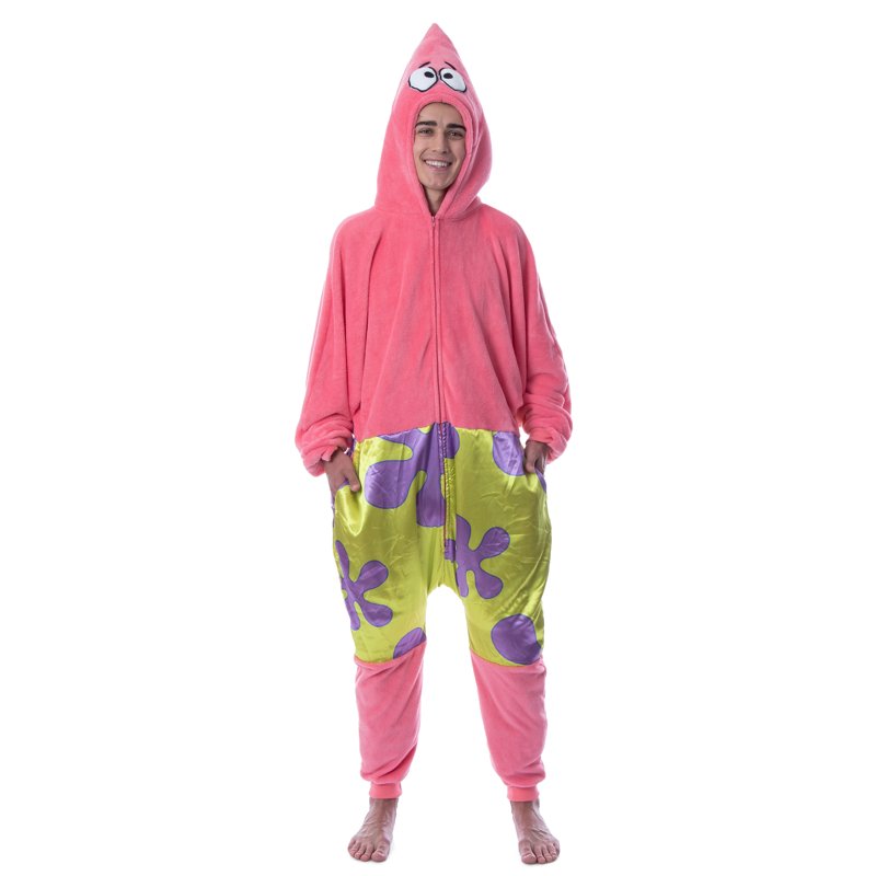Pink Patrick Star Hooded Union Suit Pajama - Men's SpongeBob Sleepwear 2X/3X