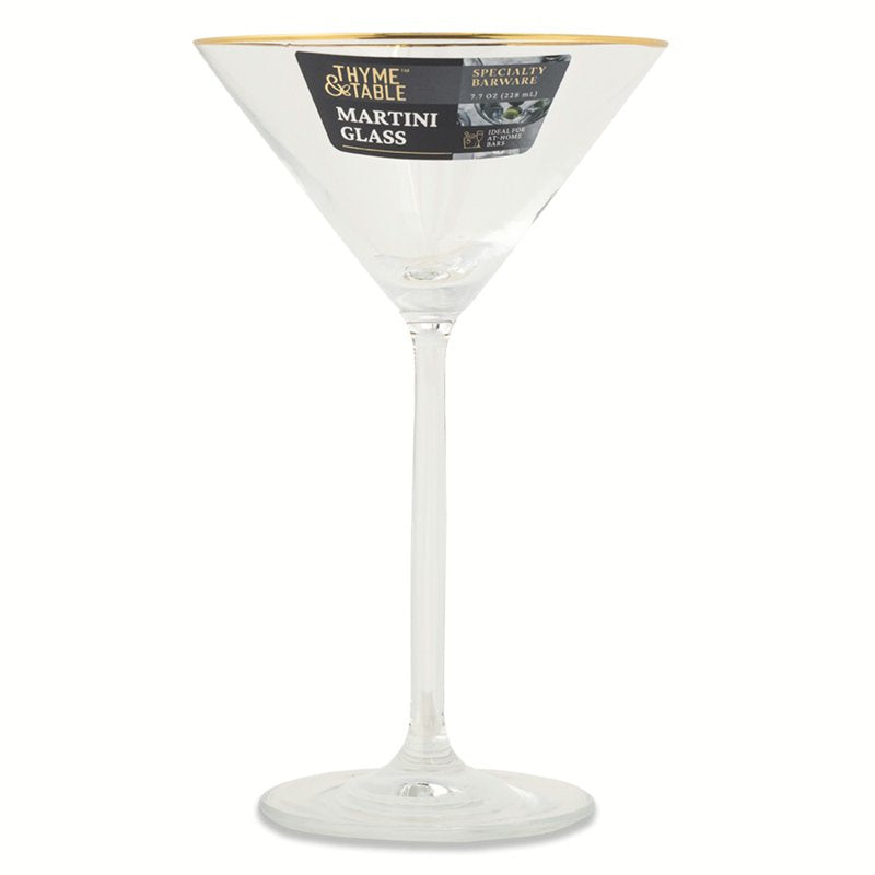 7 oz Martini Glasses with Gold Rim - 2 Pack