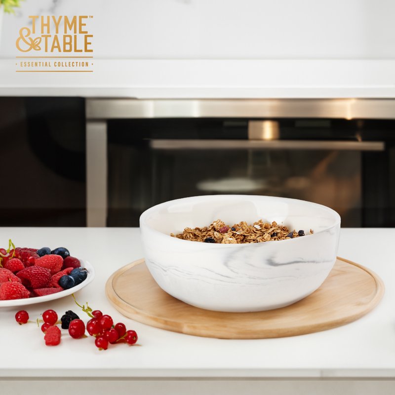 Grey Marble Ceramic Bowl - 2 Pack, Stylish and Versatile