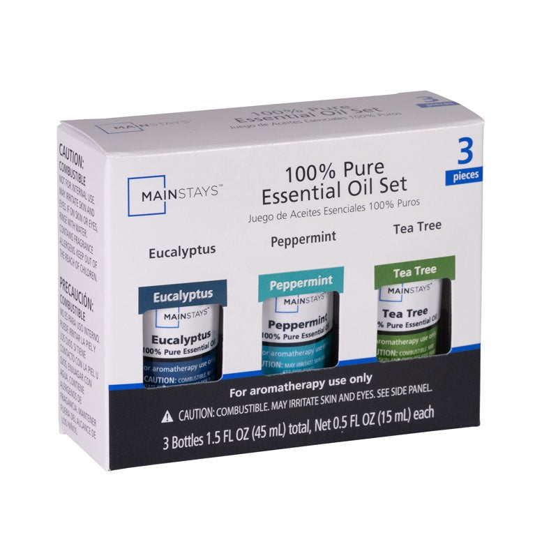 Essential Oil Set - 3-Pack Eucalyptus, Peppermint, Tea Tree 15ml
