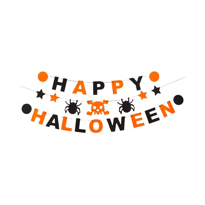 Halloween Skeleton Banner Garland - 118in Non-Woven Fabric Hanging Decor - Variation J