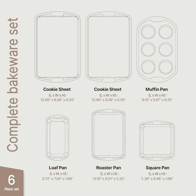 Nonstick Baking Pan Set - Blue Marble Coating, 6 Piece
