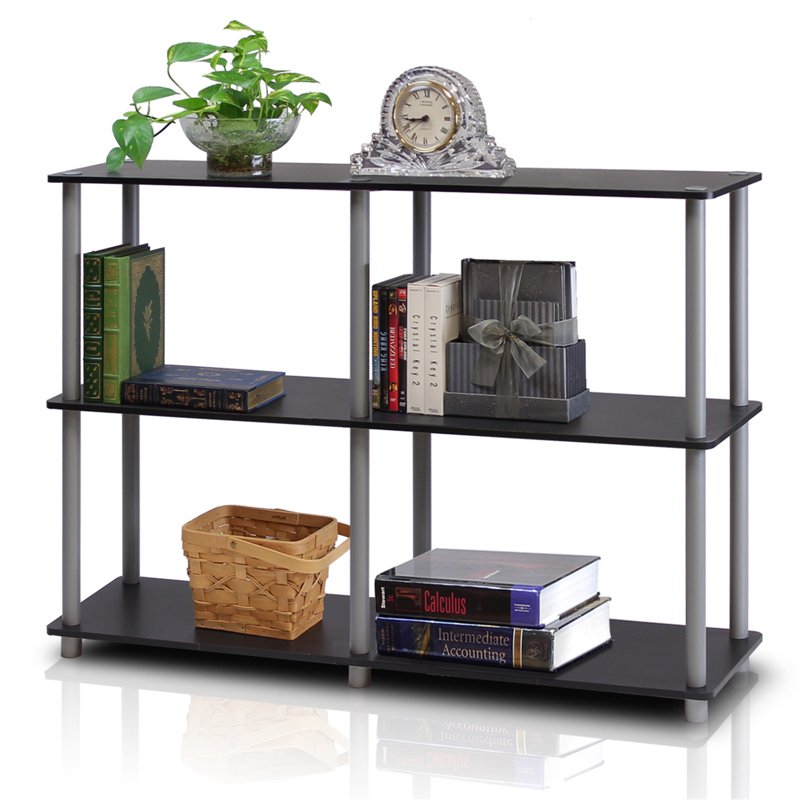 3-Tier Wood Storage Display Rack - Black/Gray - Easy Assembly